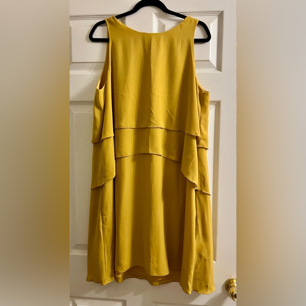 Banana Republic Marigold Yellow Tiered Crepe Layered Shift Sun Dress Size 14 New